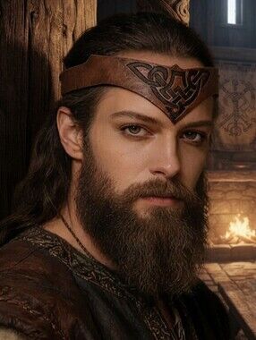 Medieval Style Brown Celtic Viking Faux Leather Head Band Cosplay Accessory